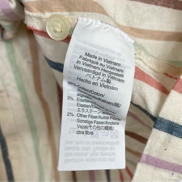 Madewell Women's Rainbow Stripe Short Sleeve Button-Back Tie Tee Top xs - Picture 14 of 16